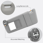 Set of 2 Gray Sun Visors with Cover Trims for Toyota Venza (2009–2016)