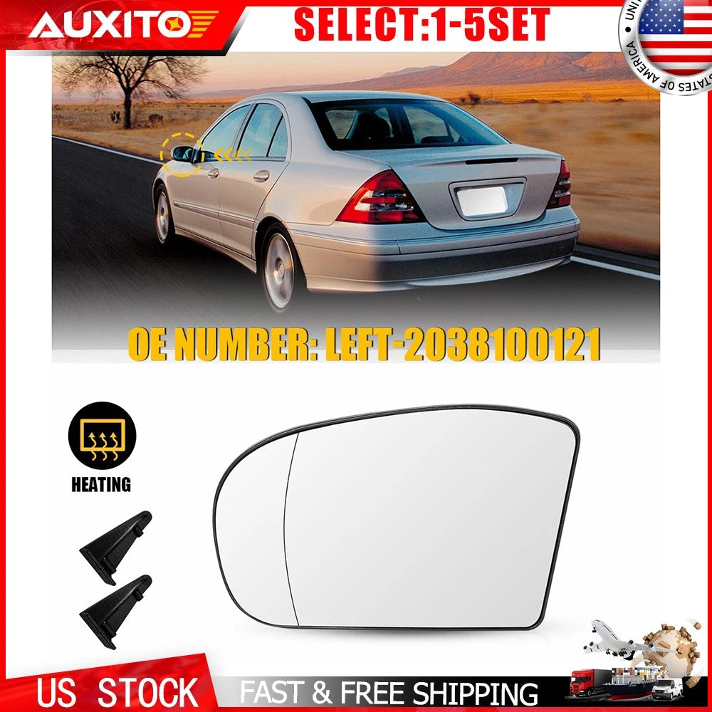1X Driver Side Heated Mirror Glass for Mercedes C Class W203 C230 C240 (2001–2007)