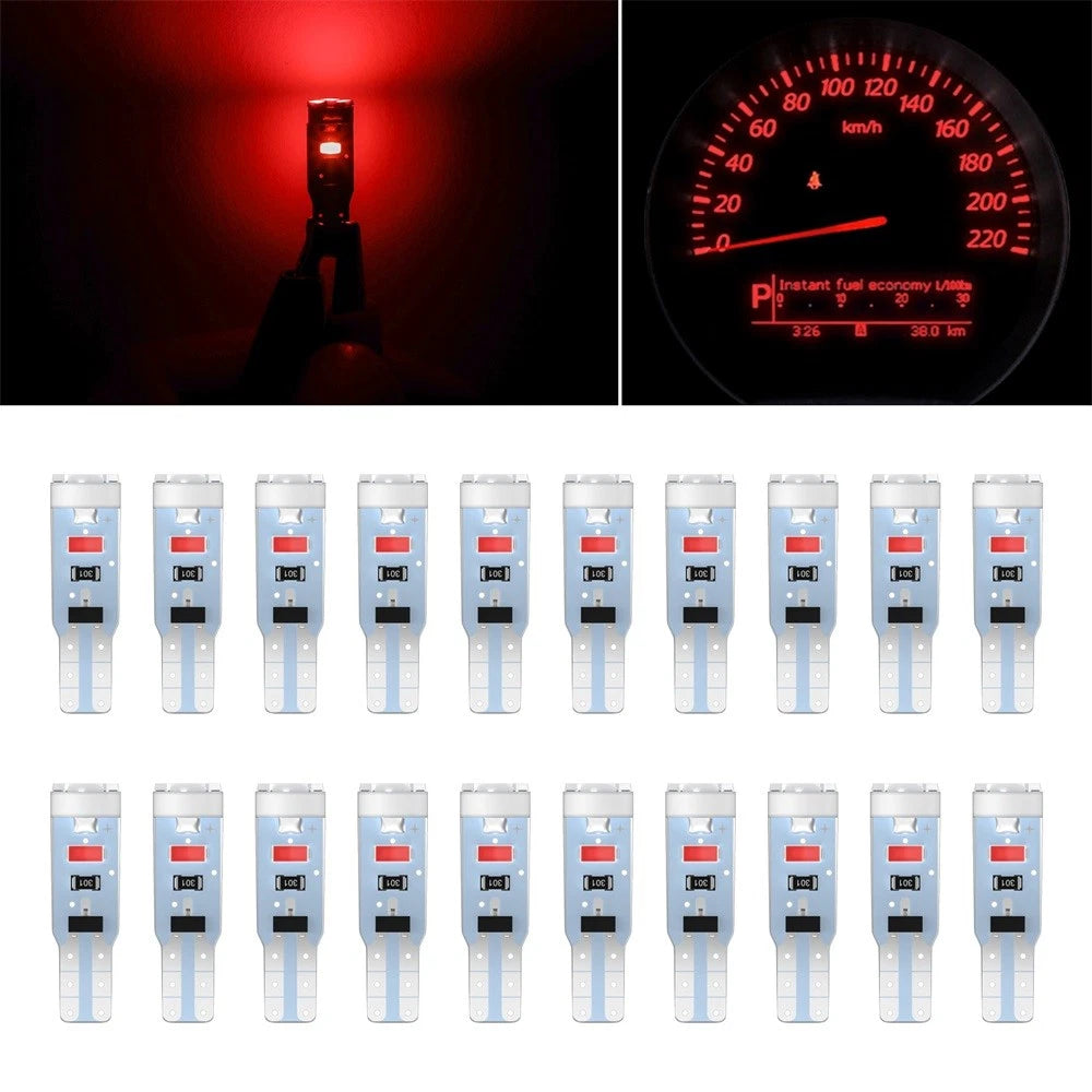 20pcs T5 Red 3014 LED Bulbs for Speedometer Gauge Cluster (Universal)