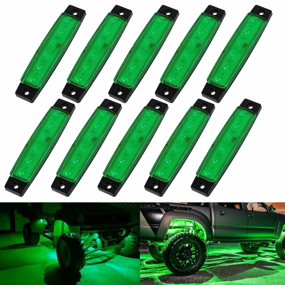 Set of 10 Green LED Rock Lights for Off Road Truck Car ATV SUV