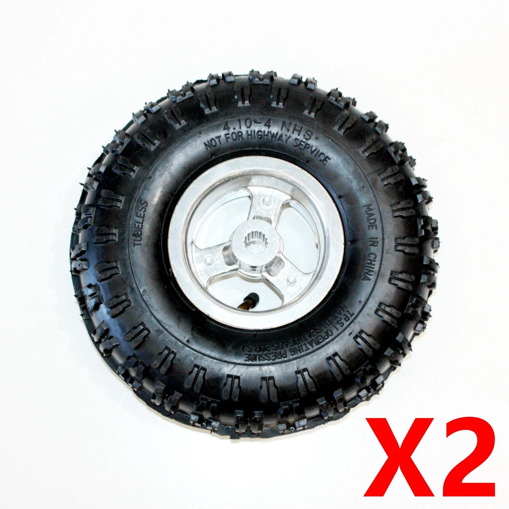 2X 4.10-4 4" Rear Wheel Rim Tyre 16T Spline for Mini Quad Bike ATV (49cc)