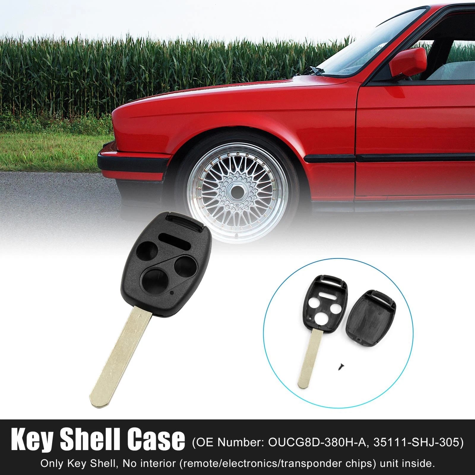Car Key Shell Case OUCG8D-380H-A for Honda Accord (2003–2007) 4 Buttons Black