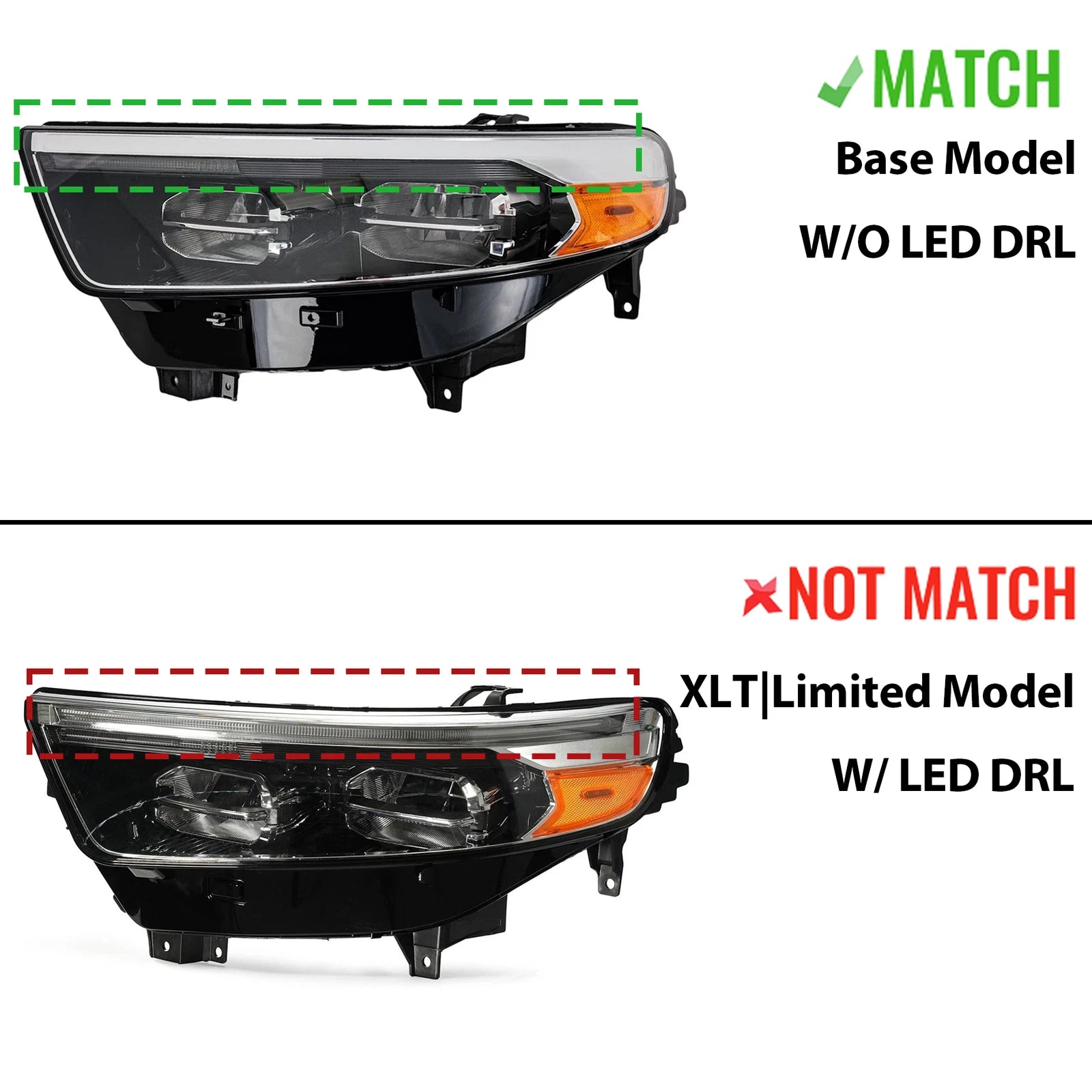 LED Headlights for Ford Explorer (2020–2024) Left Right W/O DRL W/O Module