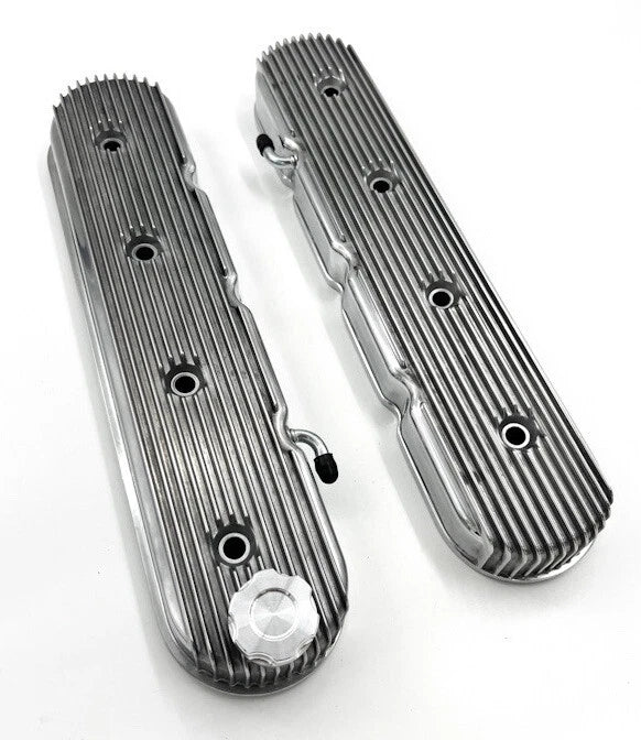 Polished Finned Valve Covers for Holley LS Chevy Engines (LS1 LS2 LS3)