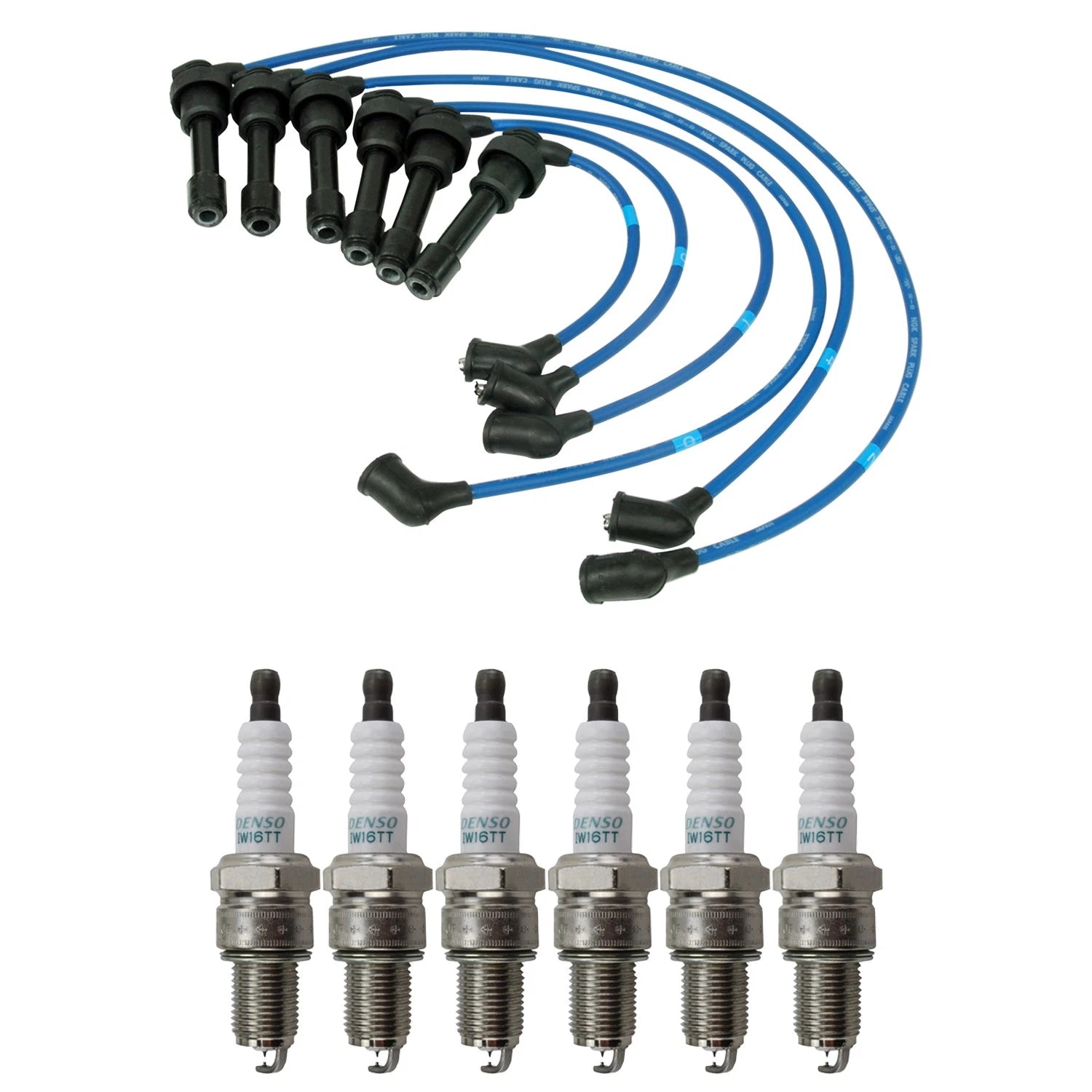 NGK Wire Set & Denso 6 Iridium TT Spark Plugs for Stealth 3.0L V6 (1991–1996)