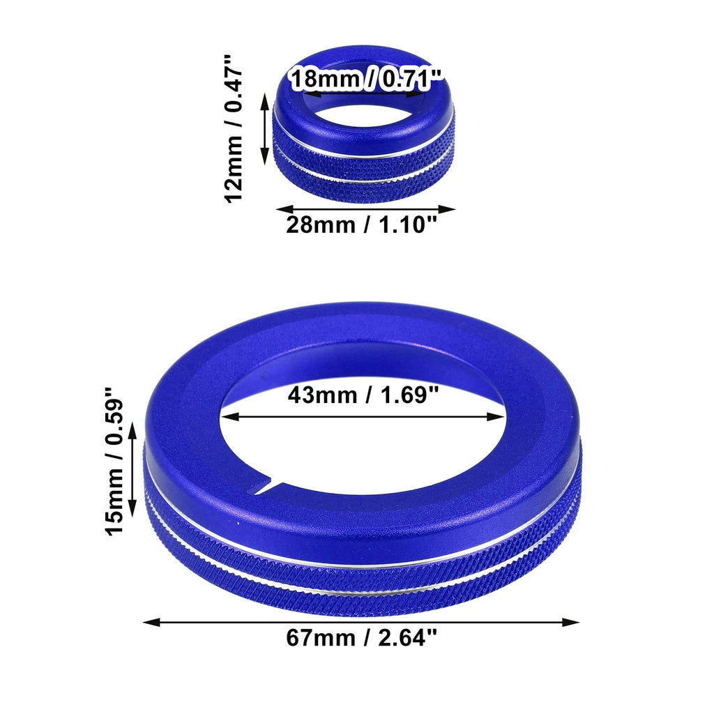 Set of 4 Blue Aluminum Alloy Center Control Ring Knob Covers for Chevrolet Camaro 