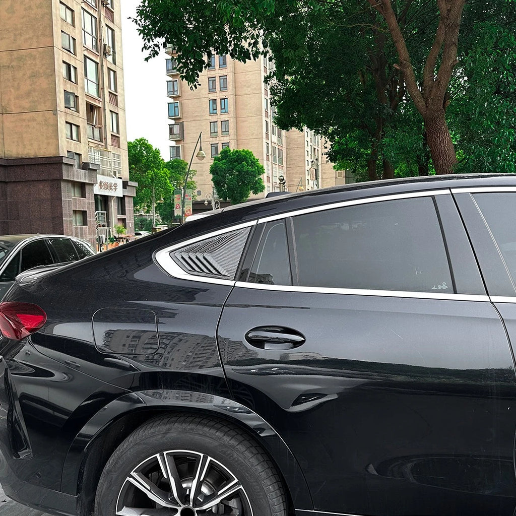 Pair Carbon Look Rear Window Quarter Glass Louver Cover for BMW X6 (2019–2025)
