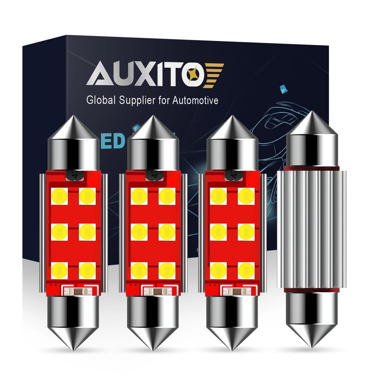 Set of 4 AUXITO 41MM 578 211-2 Festoon LED Interior Lights for
