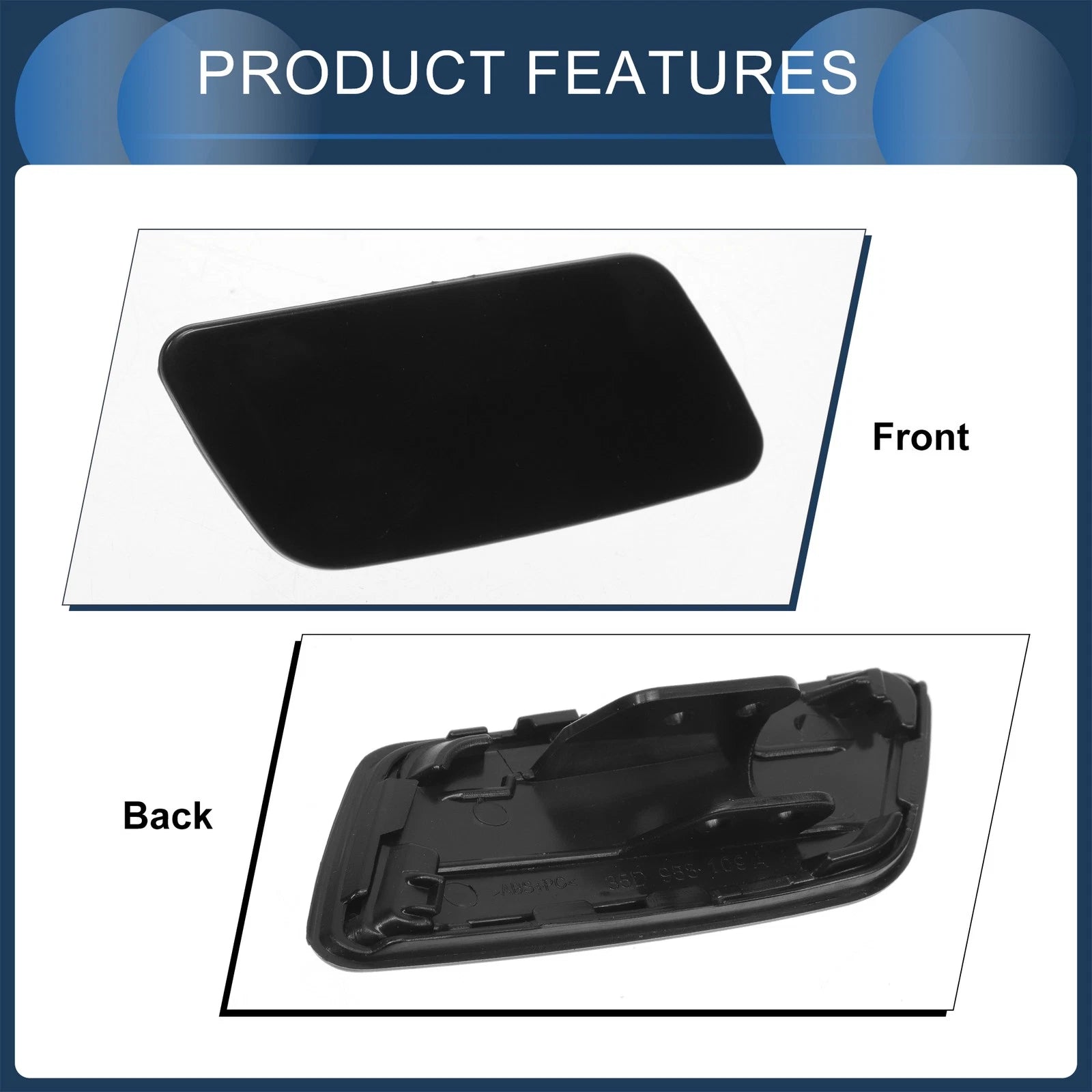 Front Left Washer Nozzle Cover Cap for Volkswagen Passat CC (2008–2012) Black
