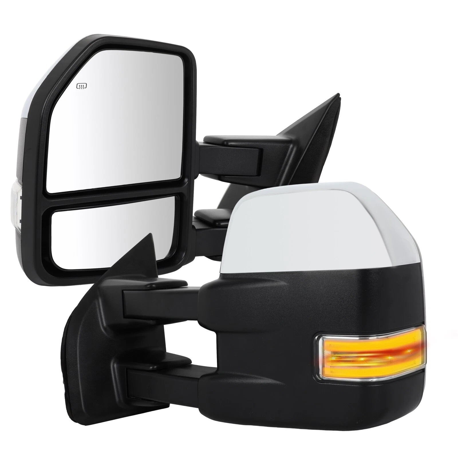 Set of 2 Chrome Power Heated Turn Signal Tow Mirrors for Ford F150