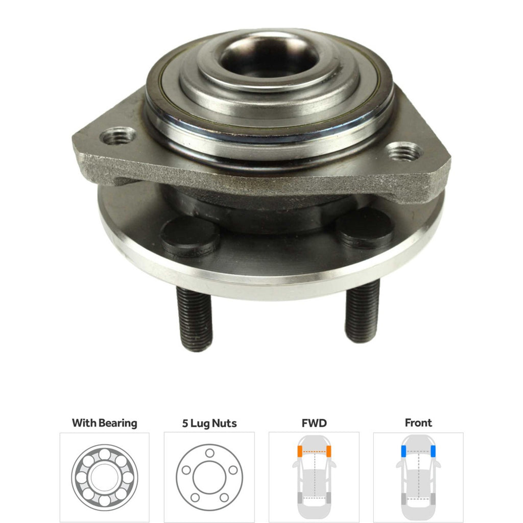 Set of 2 Wheel Hubs for Chrysler Sebring (1996–2006) Front 5 Lug