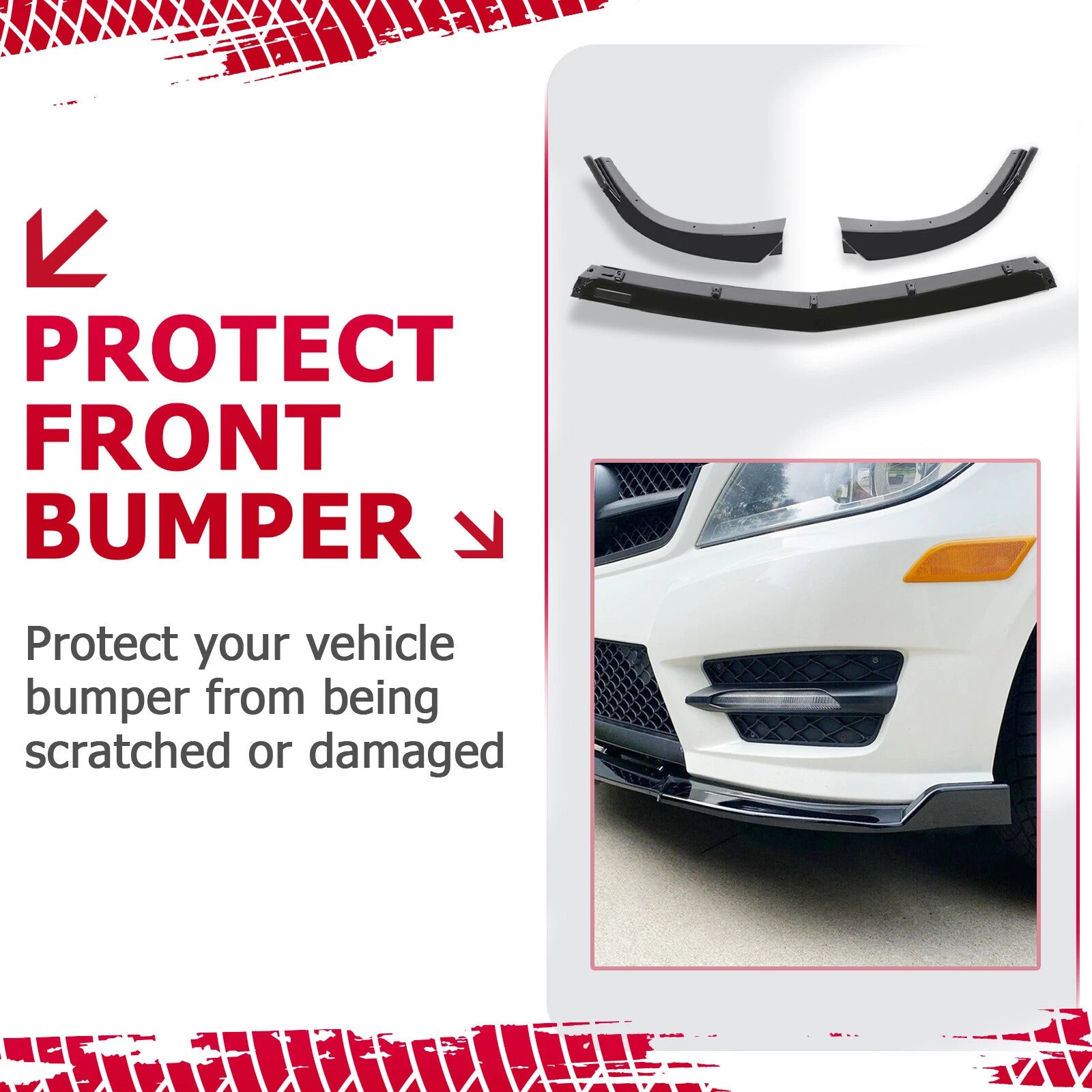 Glossy Black Front Bumper Lip Splitter for Benz C Class W204 (2012–2014)