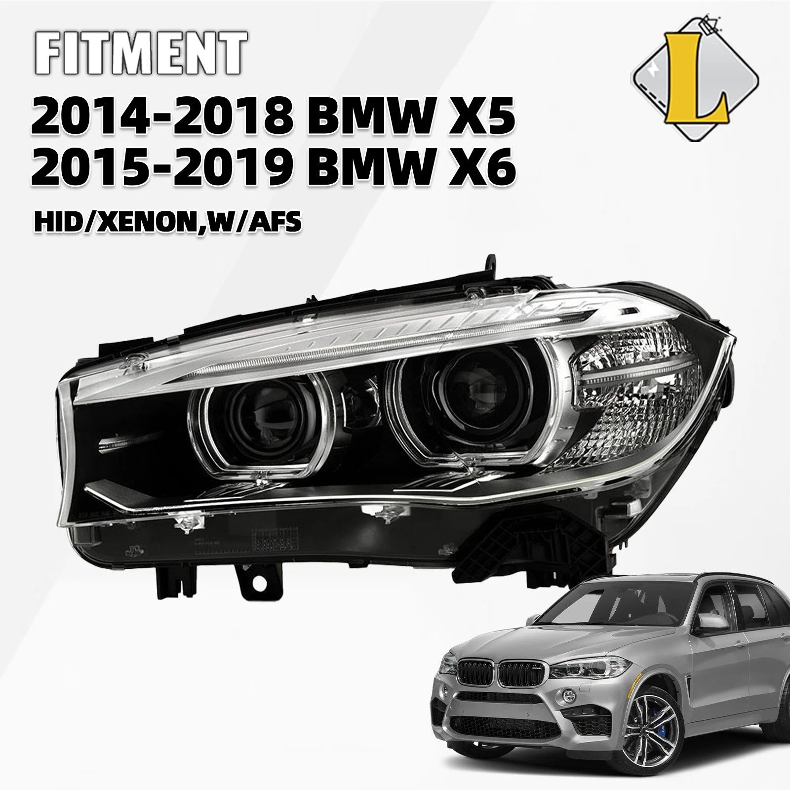 HID Headlight with AFS for BMW X5 F15, X6 F16 (2014–2019) Left Driver