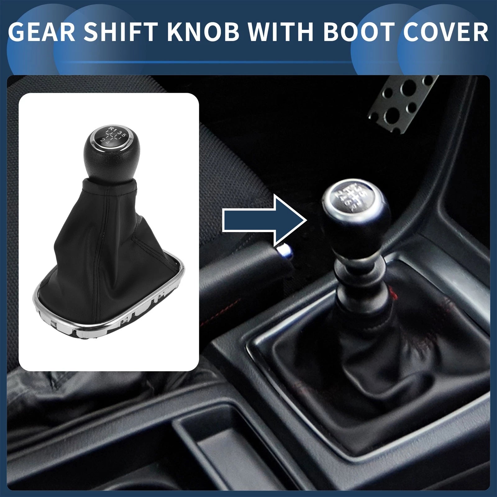 5 Speed Gear Shifter Knob with Cover for Chevrolet Cruze (2008–2015)