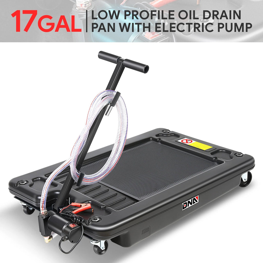 17 Gallon Low Profile Drain Pan with 120V Electric Pump & Wheels