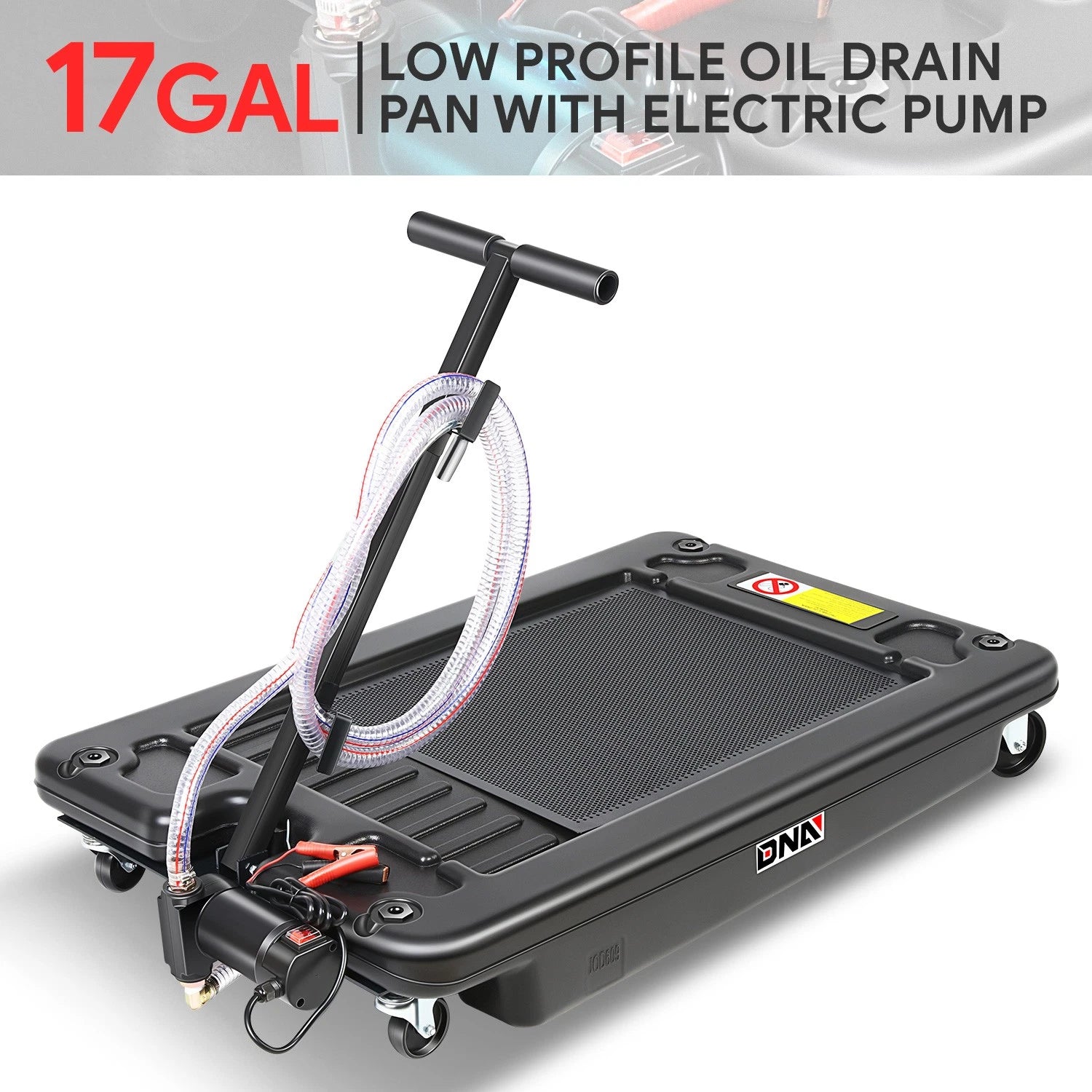 17 Gallon Low Profile Drain Pan with 120V Electric Pump & Wheels