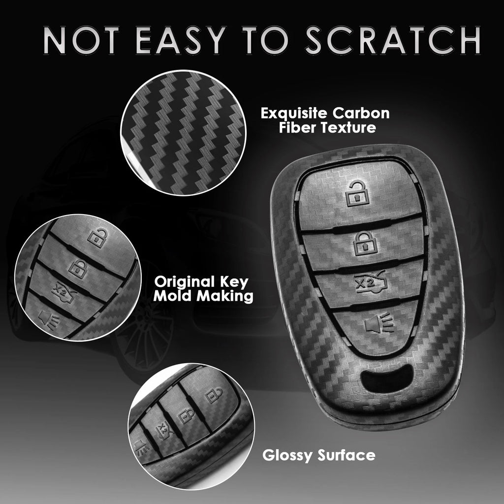 Matte Black Carbon Fiber Pattern Keyless Entry Key Holder for Chevy (2008-2024)