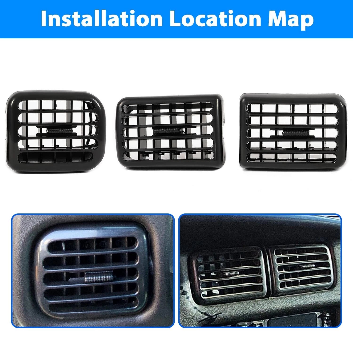 3PC A/C Air Heater Dash Bezel Vents for Dodge Ram 1500 2500 3500 (1998–2002)