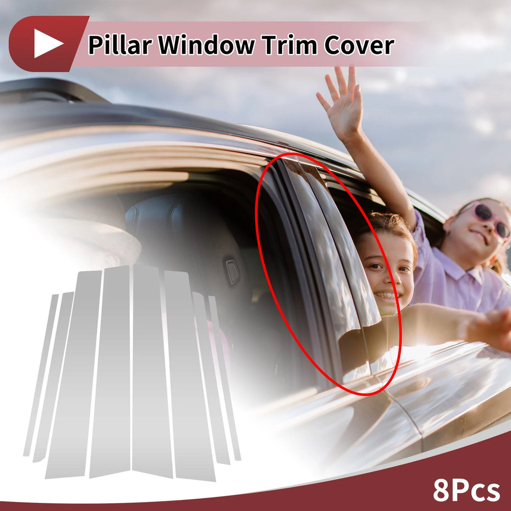 Set of 8 Car Door Pillar Window Trim for Toyota Verso/EZ (2012–2015) Silver