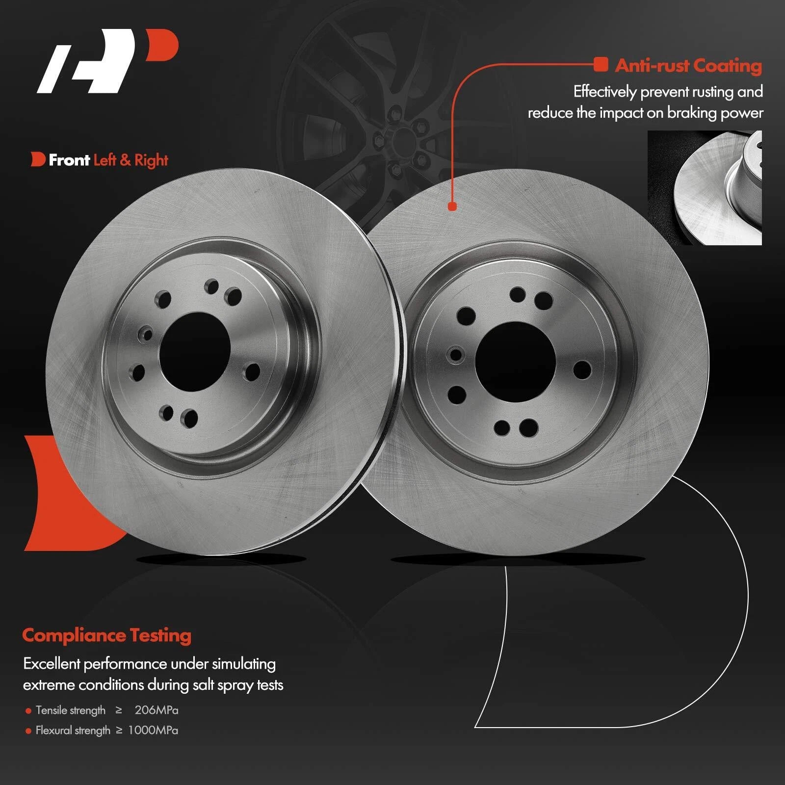 Front Disc Brake Rotors & Ceramic Pads for Mercedes-Benz GLE350 (2016–2018)