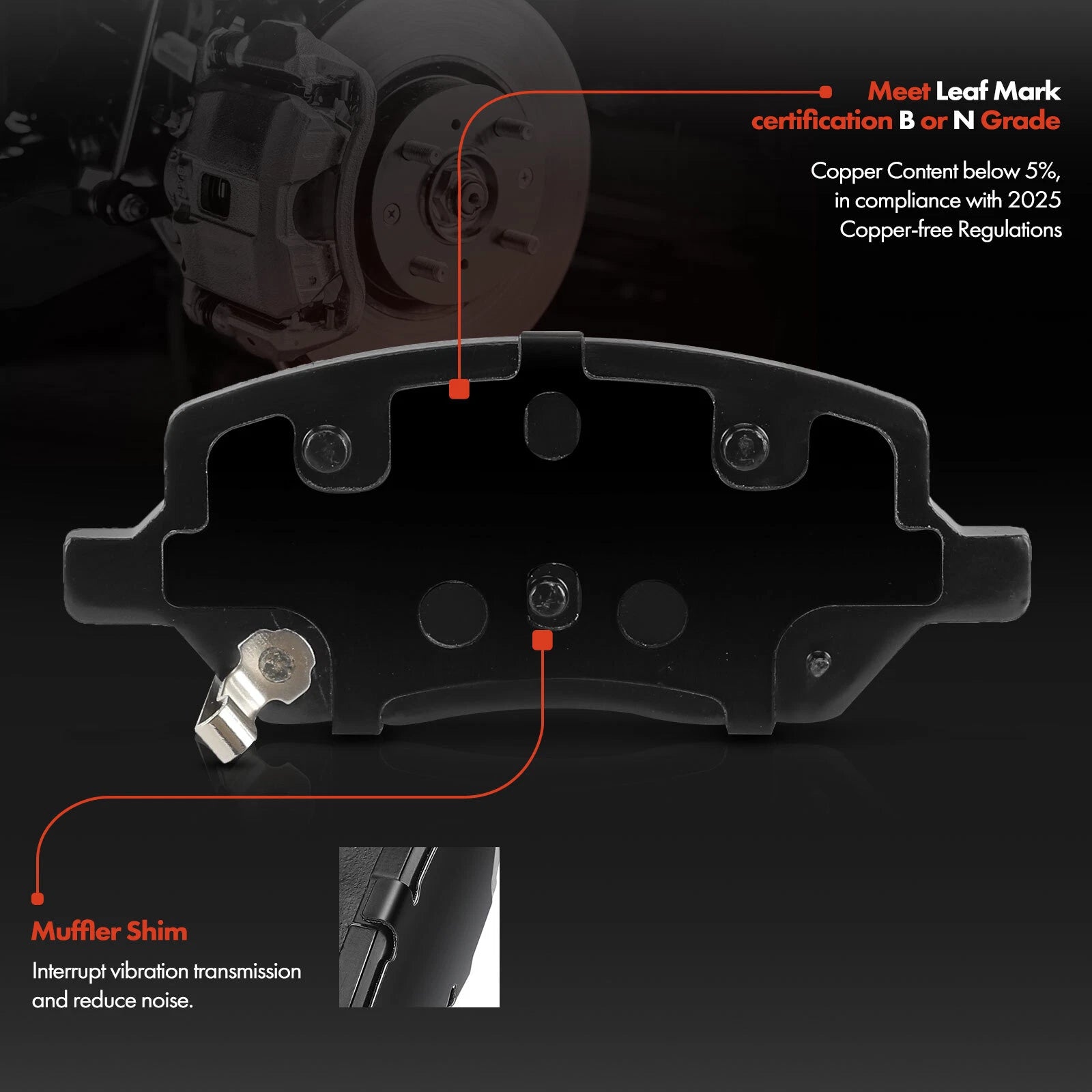 Set of 4 Rear Ceramic Brake Pads for Chevy Uplander Pontiac Montana (2005–2009)