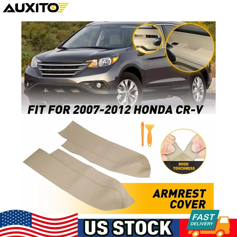 Front Door Panels Armrest Leather Cover Trim for Honda CR-V (2007–2012) Beige