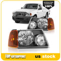 Pair Headlight Assemblies for Ford Ranger (2001–2011) Black Housing Amber
