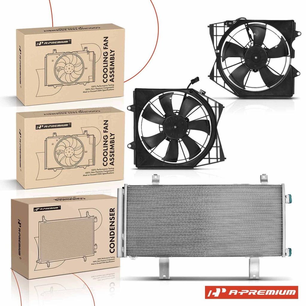 AC Condenser & 2X Cooling Fan Assembly Kit for Honda Accord (2018–2022)