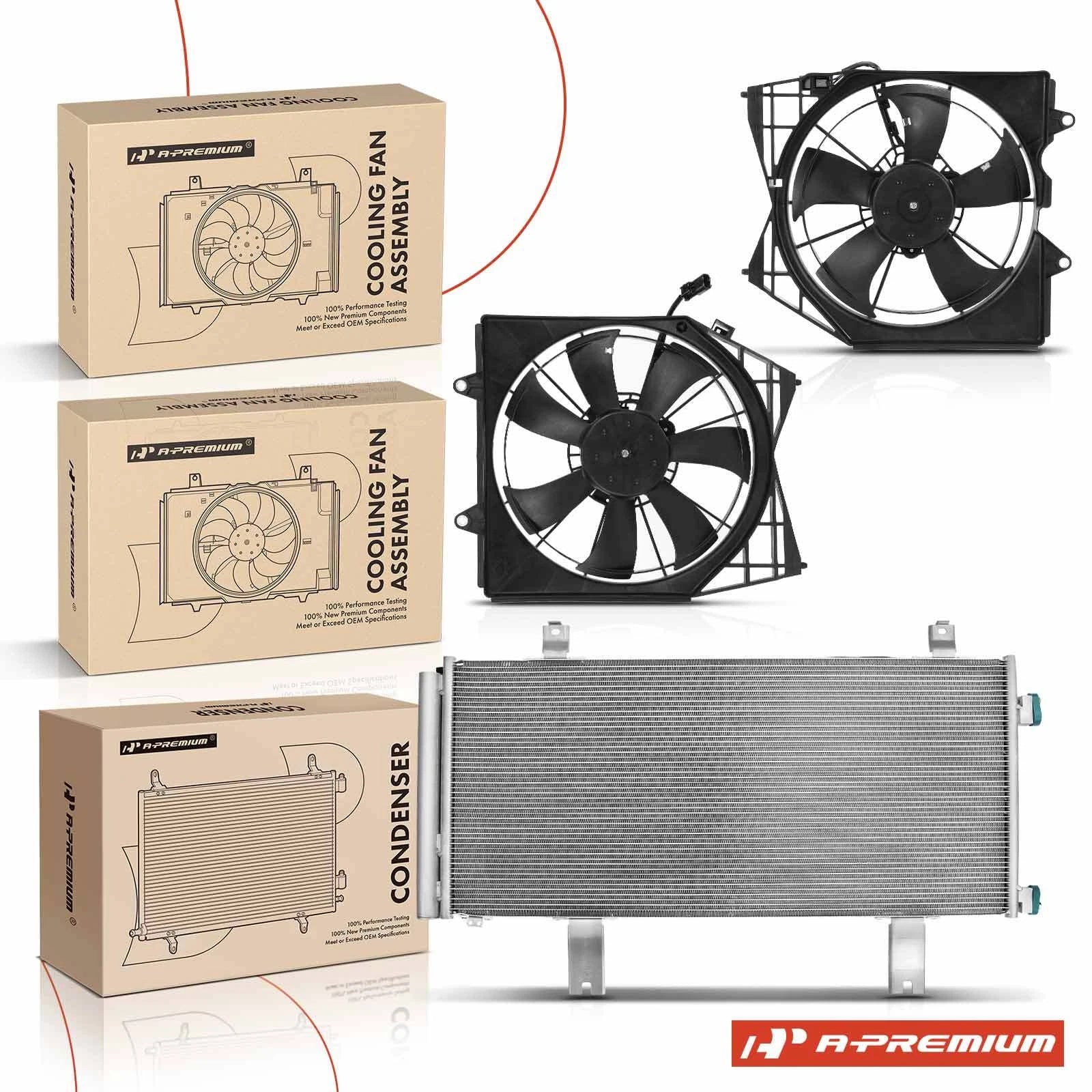 AC Condenser & 2X Cooling Fan Assembly Kit for Honda Accord (2018–2022)