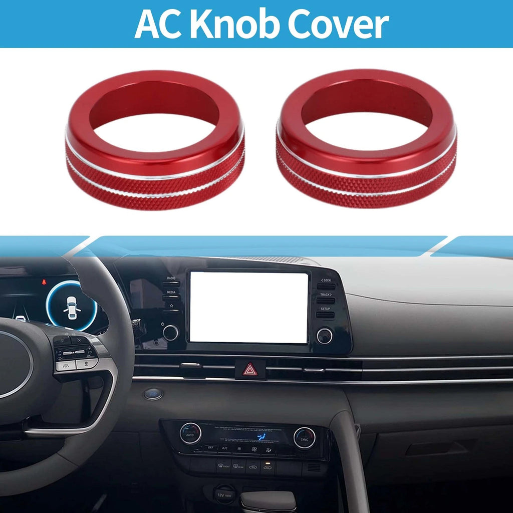 Set of 2 AC Climate Heater Switch Knob Cover Ring for Hyundai Elantra (2021–2024) Red