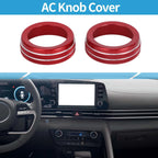 Set of 2 AC Climate Heater Switch Knob Cover Ring for Hyundai Elantra (2021–2024) Red
