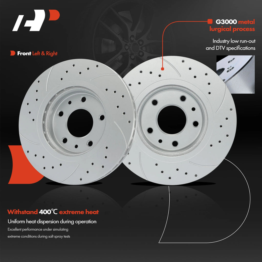 Drilled Brake Rotor and Pad Set for Nissan Rogue (2014–2020)