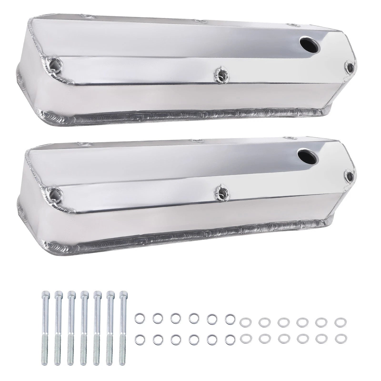 Set of 2 Fabricated Aluminum Tall Valve Covers for Ford 260 289 302 351W (1962–1985)