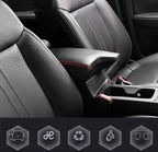 PVC Leather Console Lid Armrest Cover for Ford Ranger (2019–2020) Red Stitch