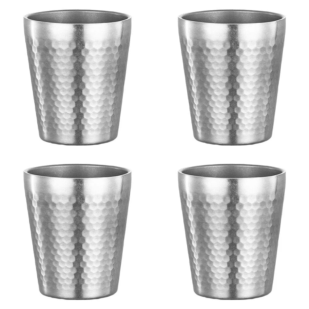 Set of 4 Stainless Steel Double Wall Insulated Cups 175ml for Travel