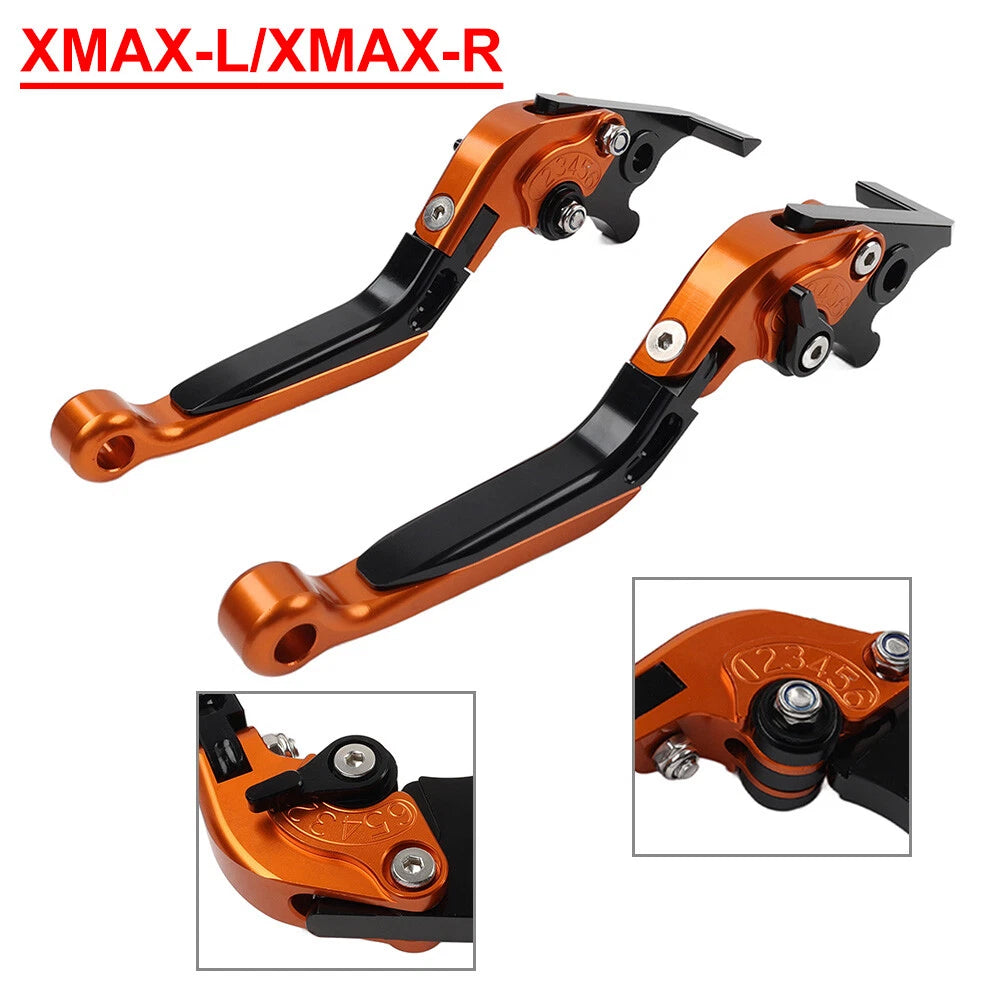 CNC Extendable Brake Clutch Levers for Yamaha XMAX 125/250/300/400 (2015–2022) Orange