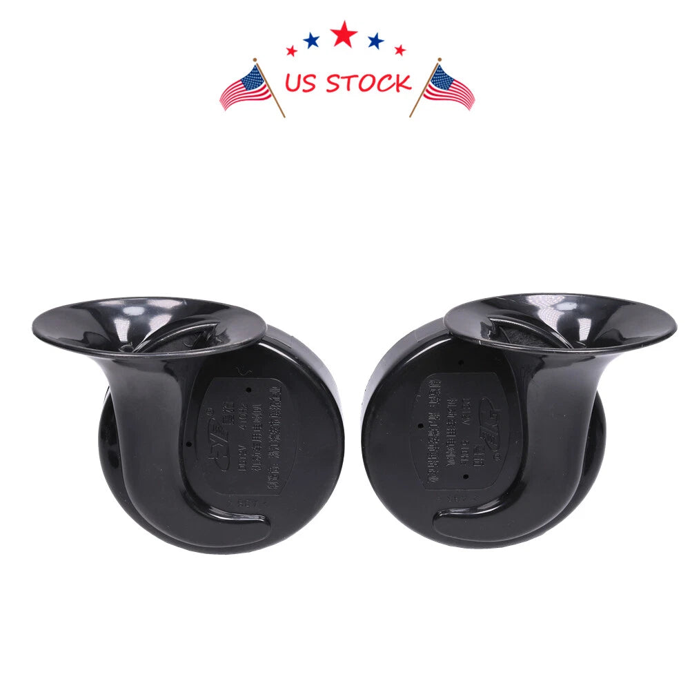 2X Super Loud Snail Air Train Horns for Car Truck SUV Boat Motorcycle (12V)