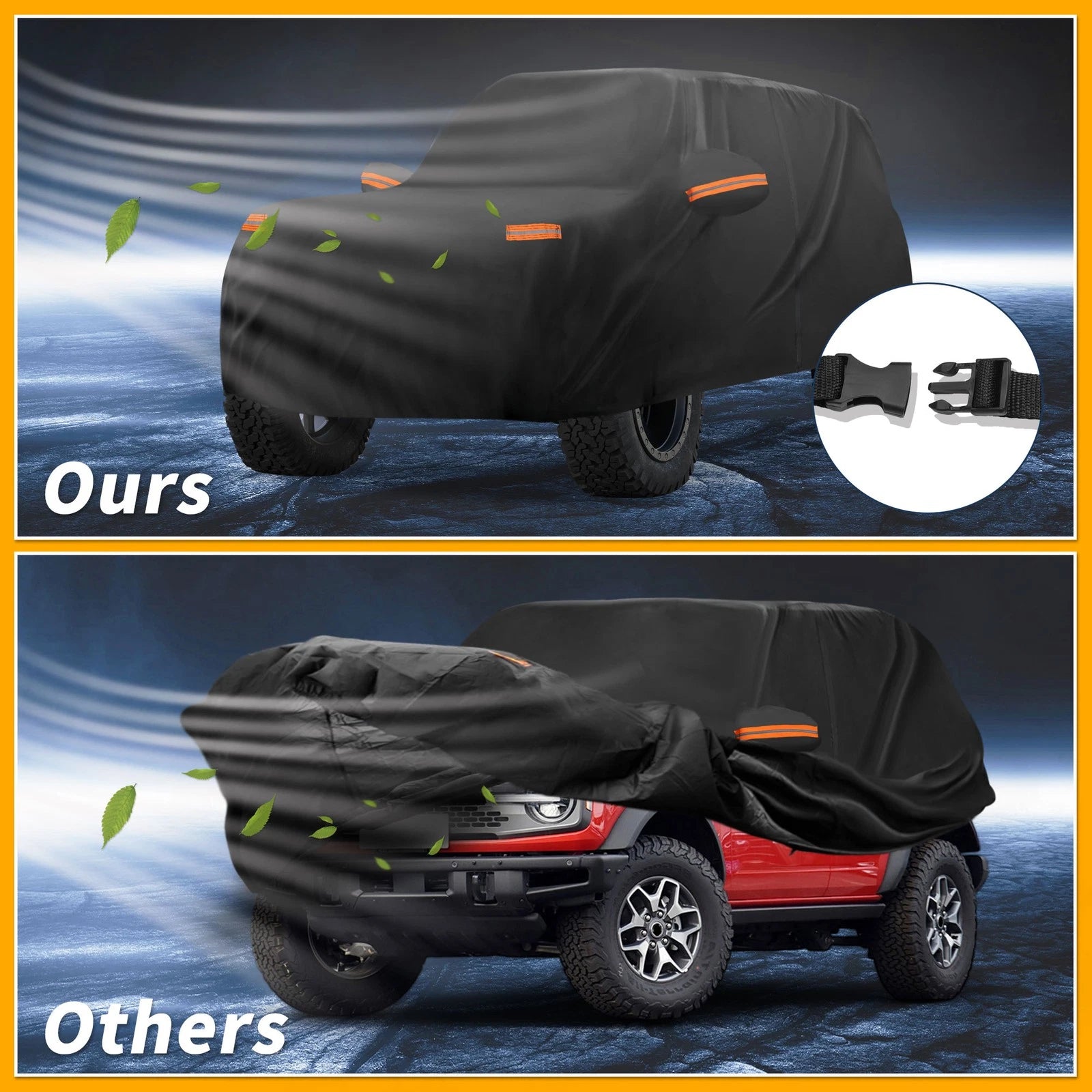 Car Cover Waterproof All Weather for Ford Bronco (2021–2023) 190T-PU Zipper