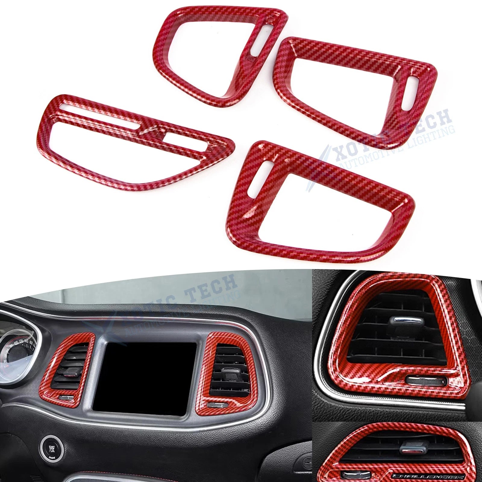 Carbon Fiber Center Console Air Vent Outlet Trim for Dodge Challenger (2015–2019)