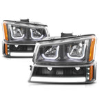 LED Projector Headlights for Chevy Silverado 1500 (2019–2024) Chrome/Clear