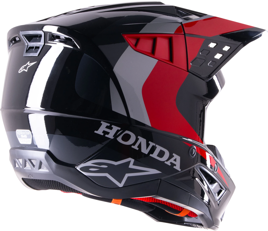 Alpinestars M5 Off-Road Helmet for Honda S (DOT & ECE) - Black/Red, Medium