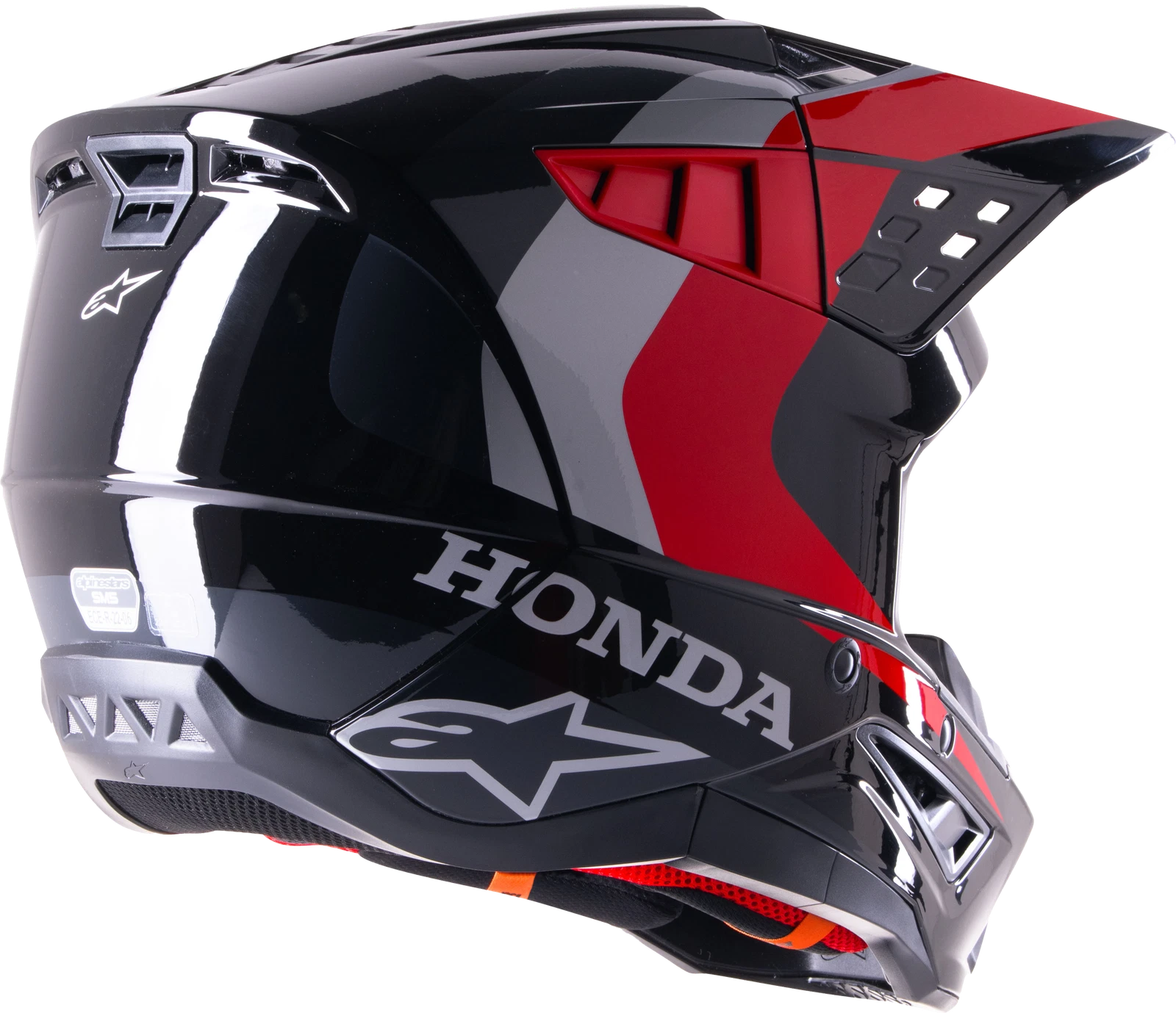Alpinestars M5 Off-Road Helmet for Honda S (DOT & ECE) - Black/Red, Medium