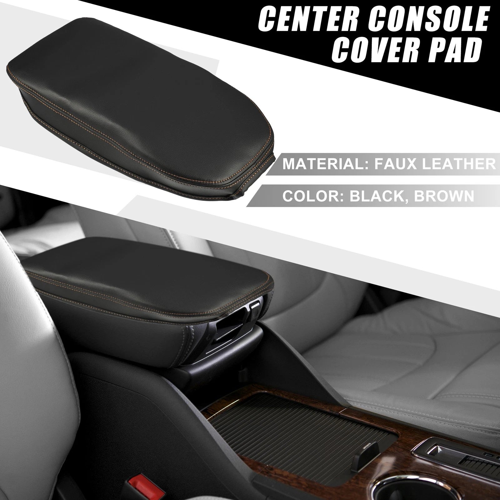 Center Console Armrest Cover for Toyota RAV4 (2019–2022) Black Brown