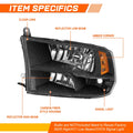 Carbon Fiber Pattern Headlights for Dodge Ram 1500 2500 3500 (2009–2012)
