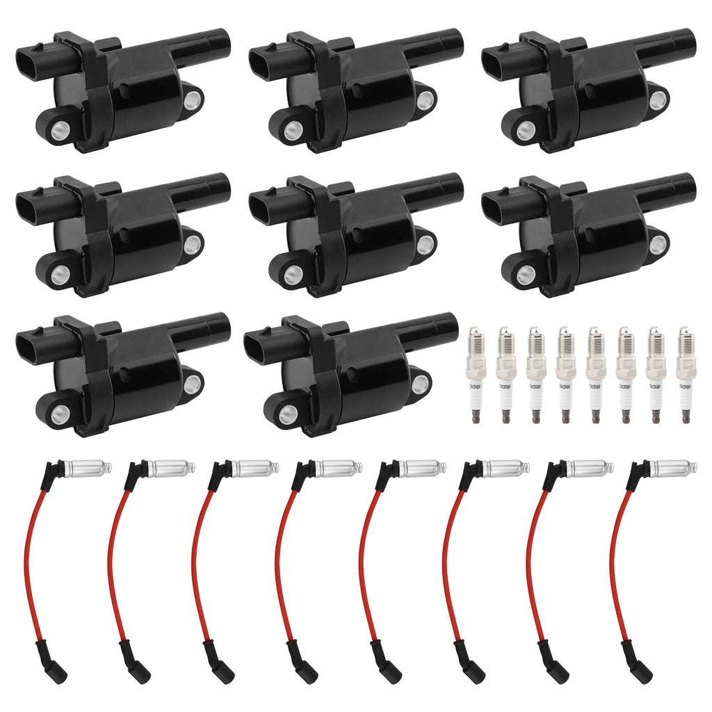 8x Ignition Coil & Spark Plug w/ Wire for Chevy Buick GMC Hummer Cadillac (2006–2019)