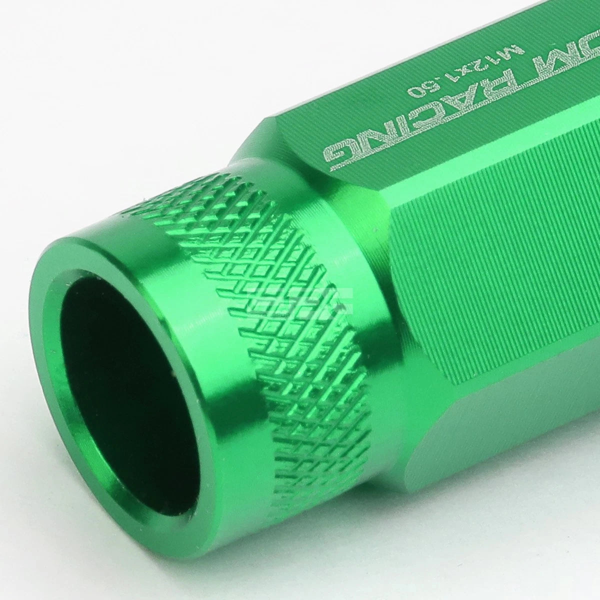 20x Open End M12x1.5 50mm Tall Green Aluminum Lug Nuts + Adapter