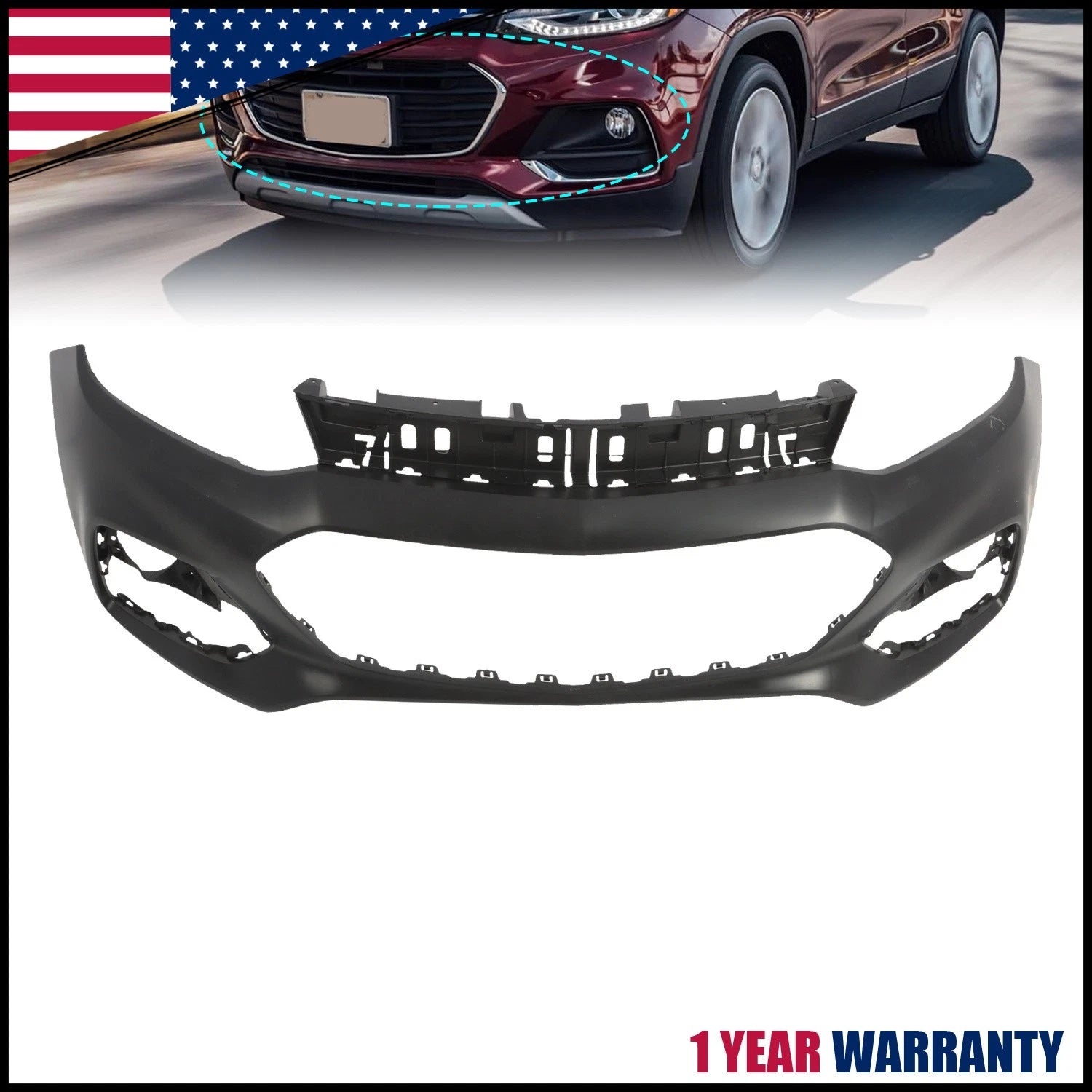 Front Upper Bumper Cover for Chevrolet Trax (2017–2020) - Primered Black