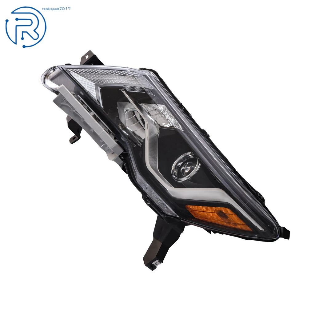 Driver Side Headlight for Nissan Pathfinder (2017-2019) Black Halogen LED DRL