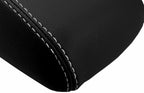 Leather Console Lid Armrest Cover for Ford Focus (2012–2018) Black White Stitch