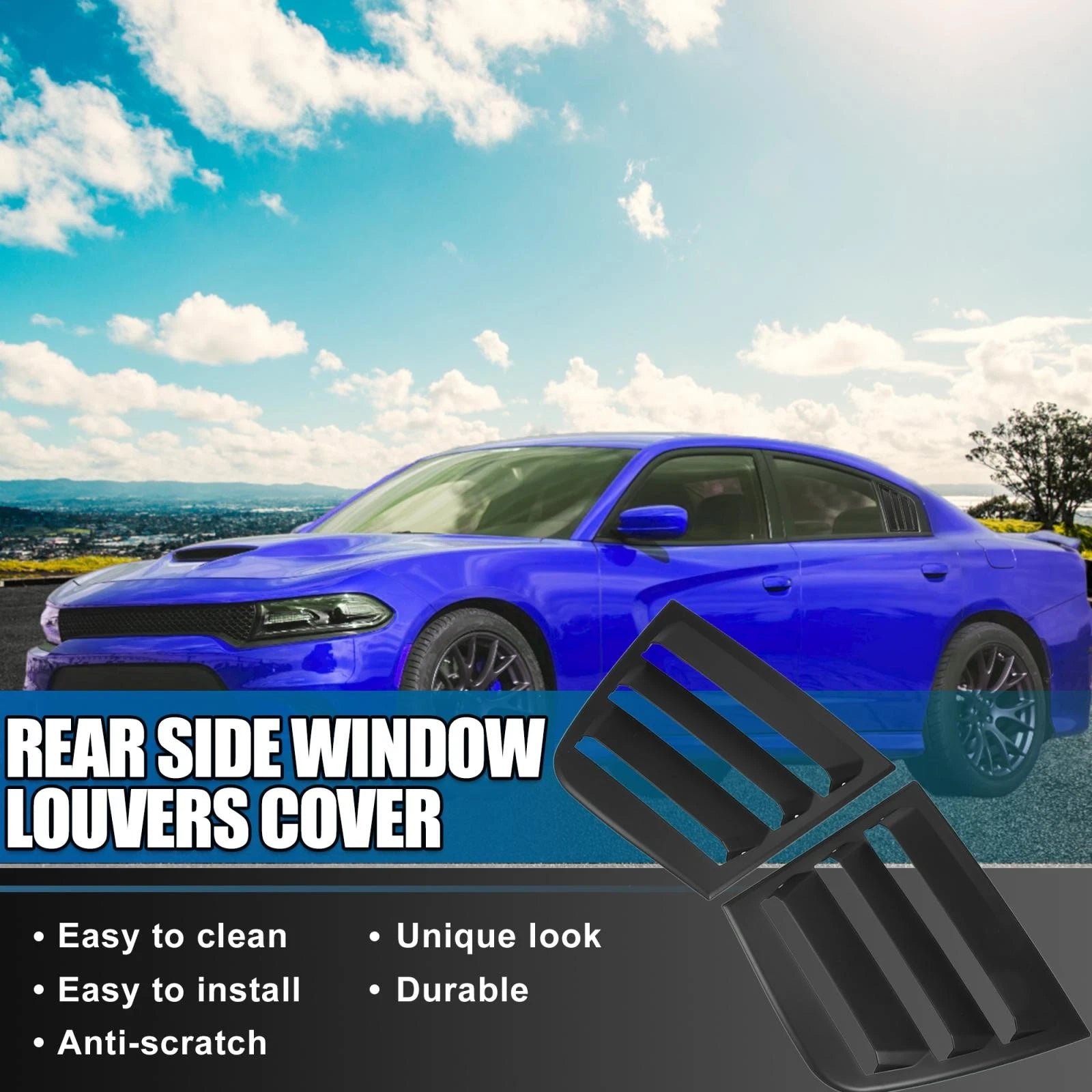 2pcs Window Louvers Air Vent Scoop Shades Cover for Dodge Charger (2011–2021)